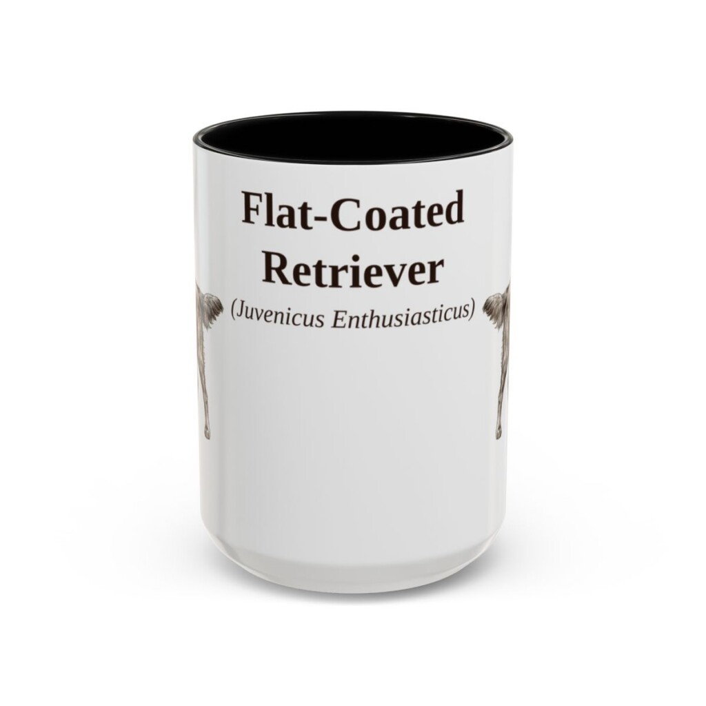 15oz-flat-coated-retriever-mug-latin-black-front 15oz Flat-Coated Retriever Latin Mug, Black, front view