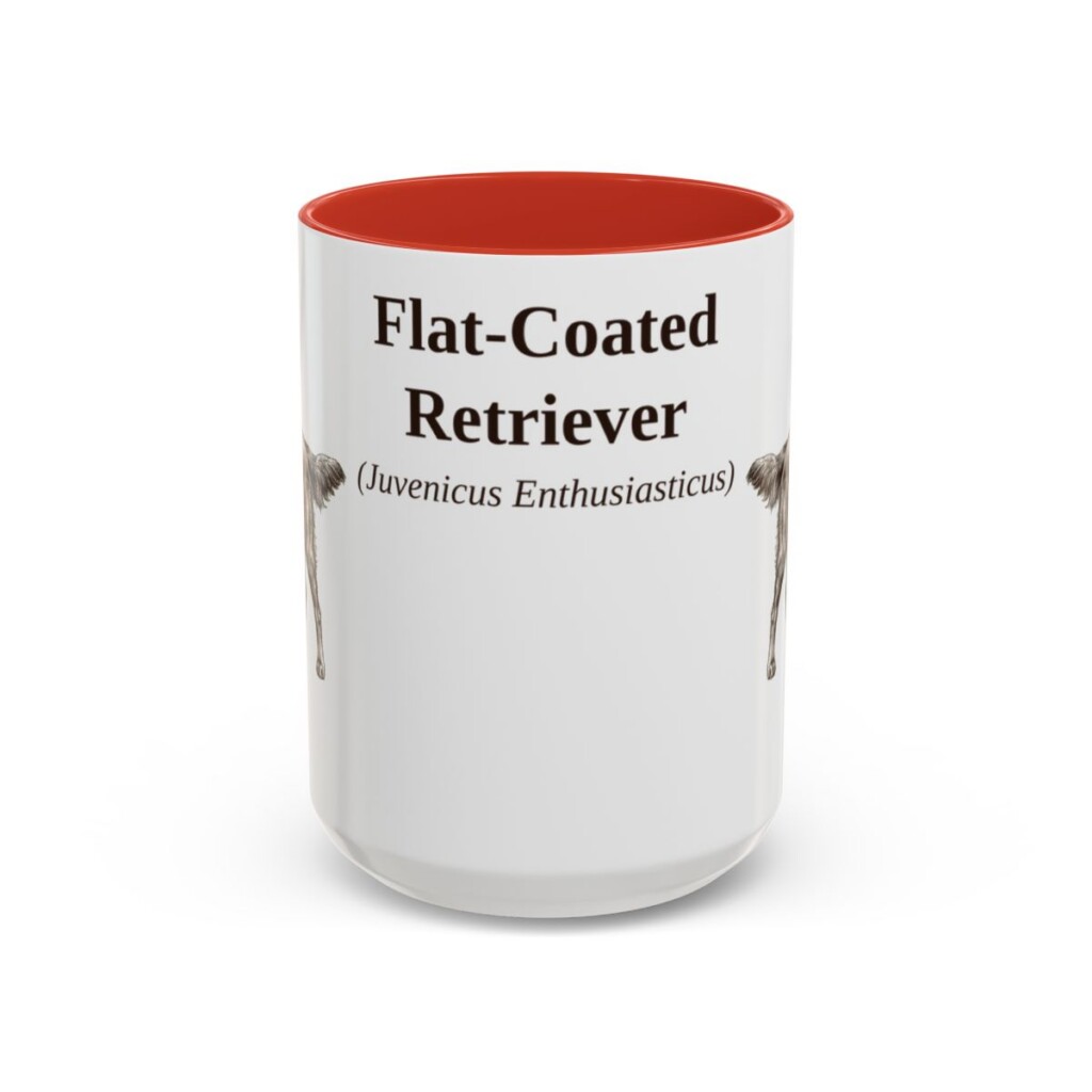15oz-flat-coated-retriever-mug-latin-red 15oz Flat-Coated Retriever Latin Mug, Red, front view