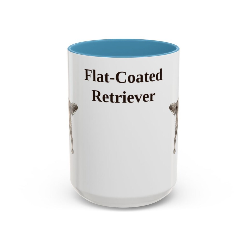 15oz Flat-Coated Retriever Mug, Light Blue, front view
