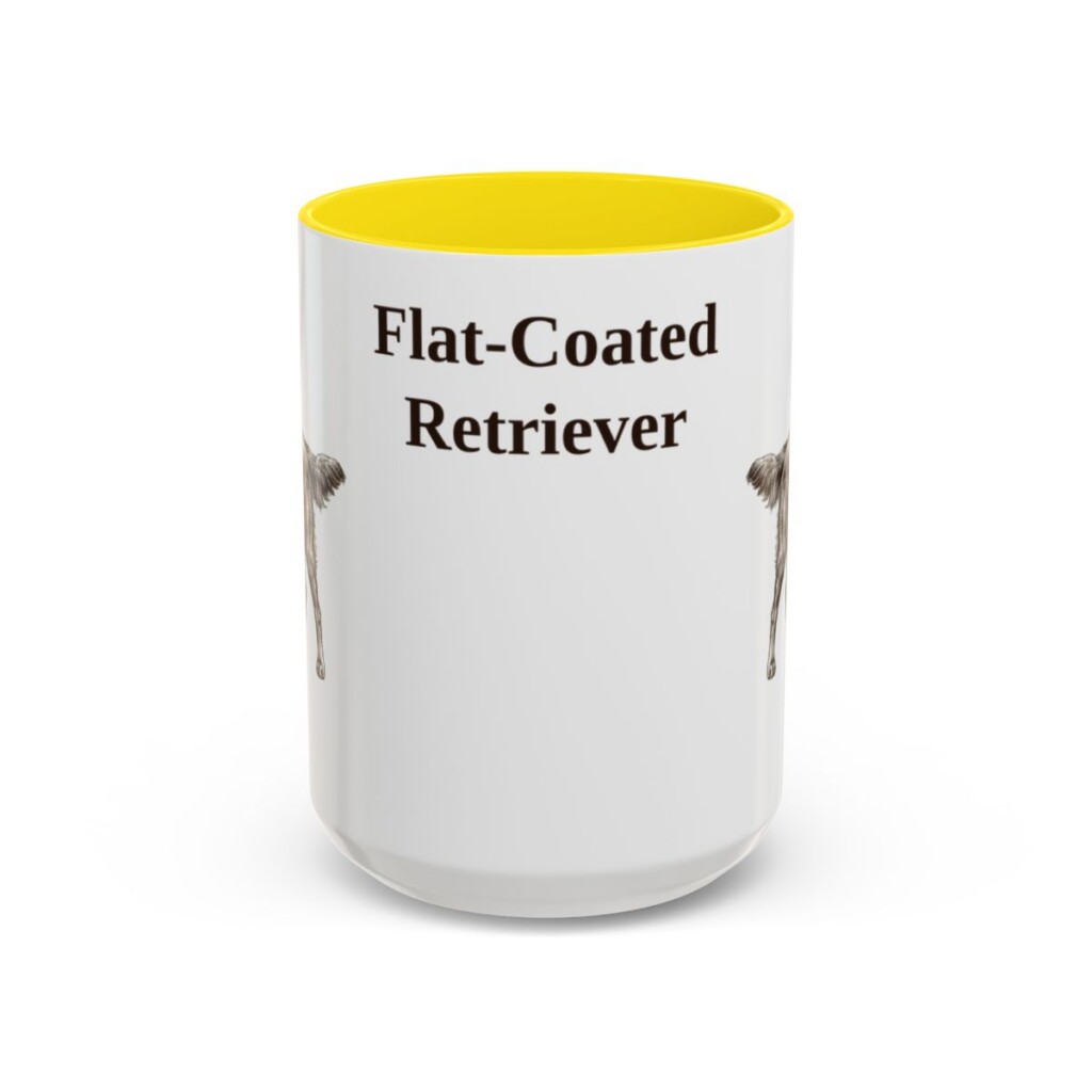 15oz Flat-Coated Retriever Mug, Yellow, front view
