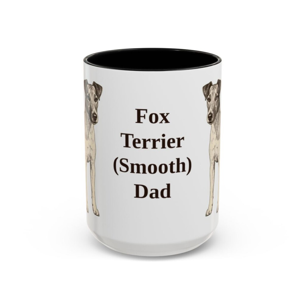 15oz Fox Terrier (Smooth) Dog Dad Mug, Black, front view