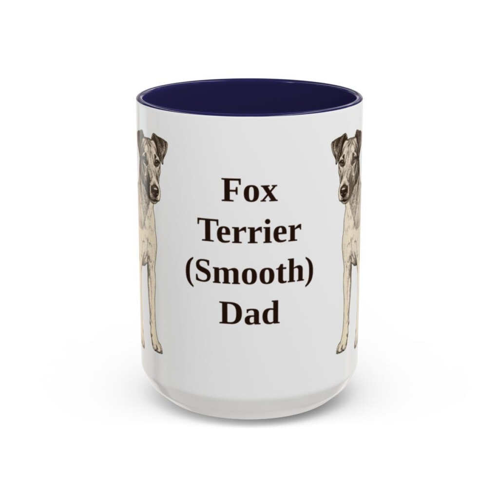 15oz Fox Terrier (Smooth) Dog Dad Mug, Navy, front view