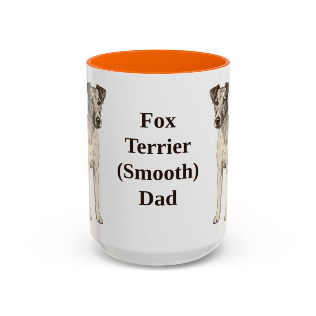15oz Fox Terrier (Smooth) Dog Dad Mug, Orange, front view