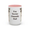 15oz Fox Terrier (Smooth) Dog Dad Mug, Pink, front view