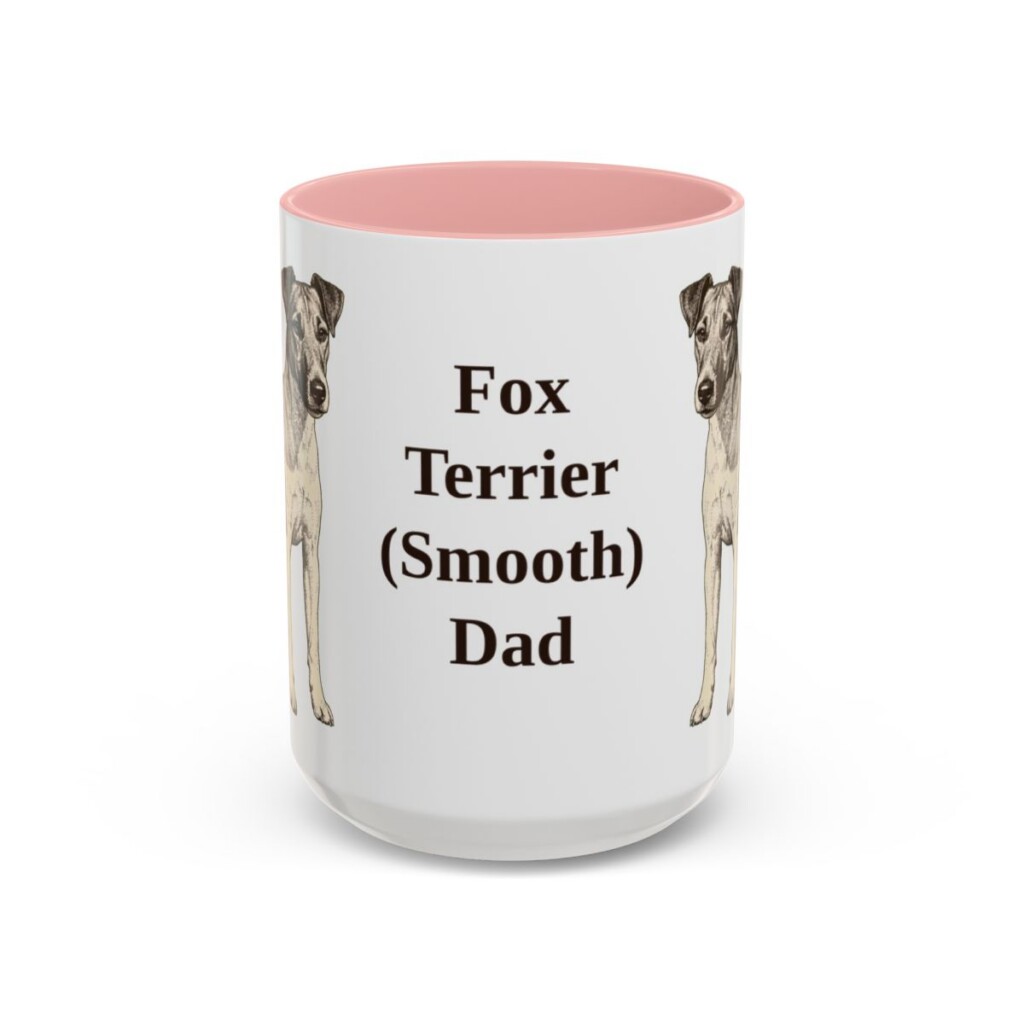 15oz Fox Terrier (Smooth) Dog Dad Mug, Pink, front view