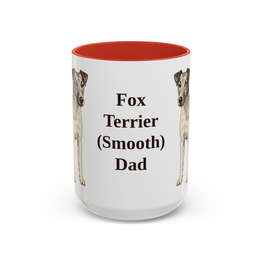 15oz Fox Terrier (Smooth) Dog Dad Mug, Red, front view