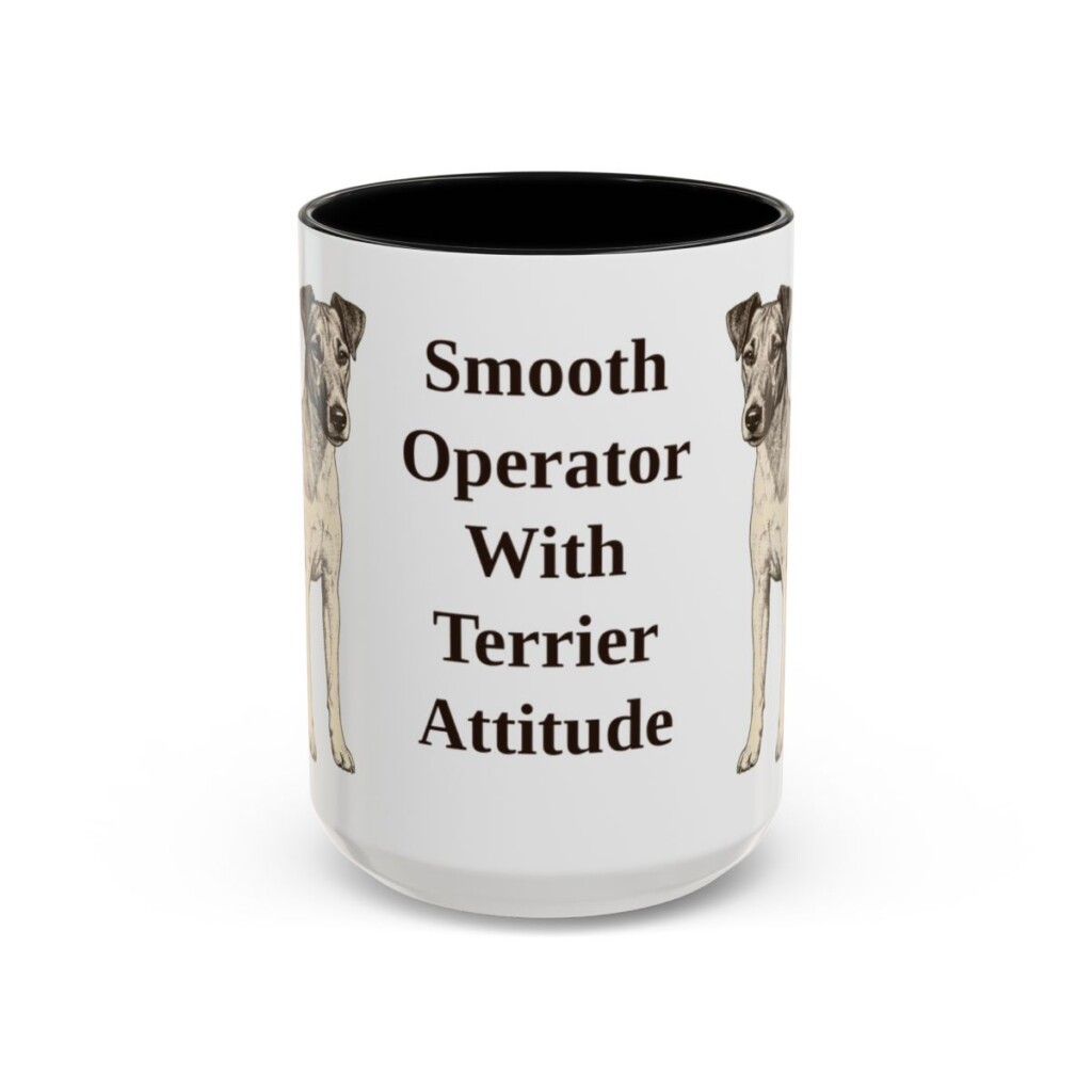 15oz Funny Fox Terrier (Smooth) Mug, Black, front view