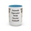 15oz Funny Fox Terrier (Smooth) Mug, Light Blue, front view