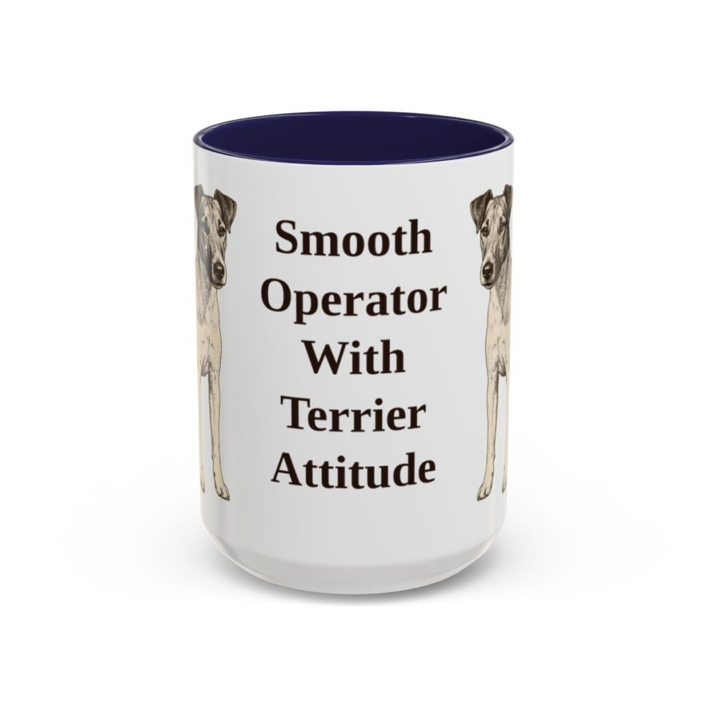 15oz Funny Fox Terrier (Smooth) Mug, Navy, front view
