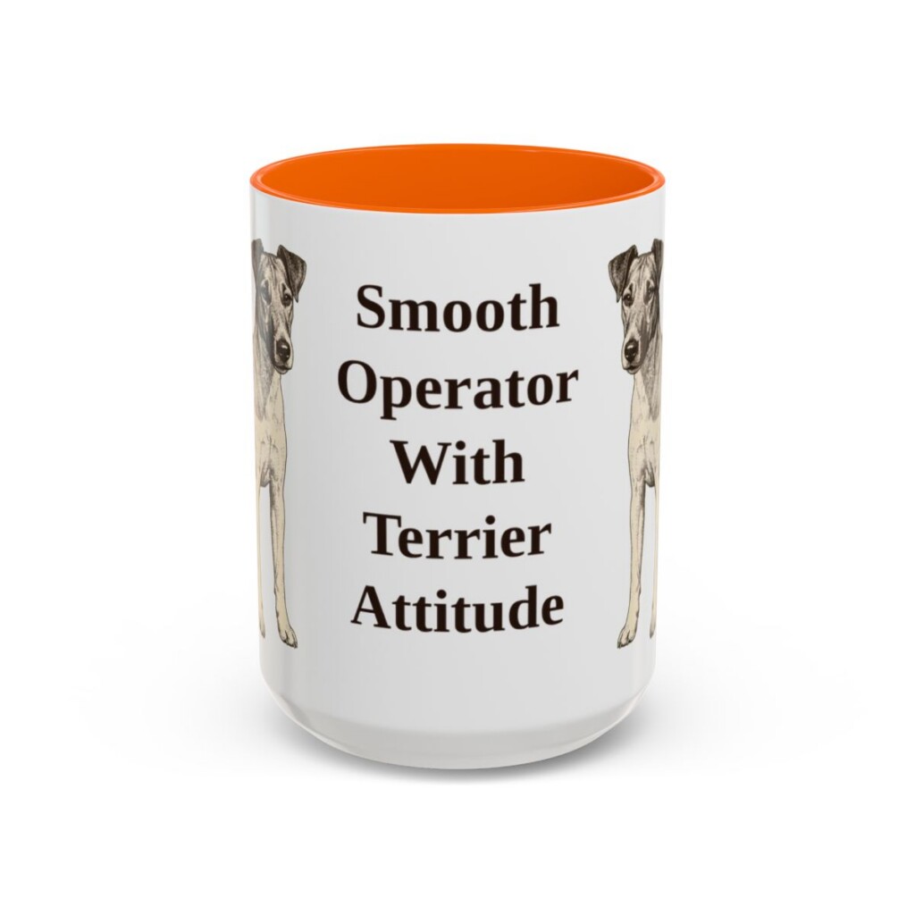 15oz Funny Fox Terrier (Smooth) Mug, Orange, front view