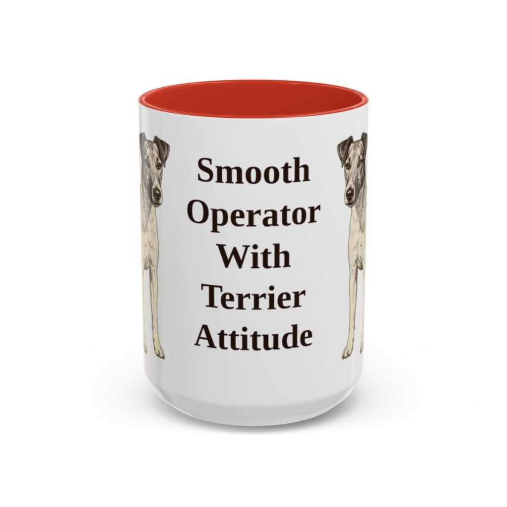 15oz Funny Fox Terrier (Smooth) Mug, Red, front view