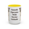 15oz Funny Fox Terrier (Smooth) Mug, Yellow, front view