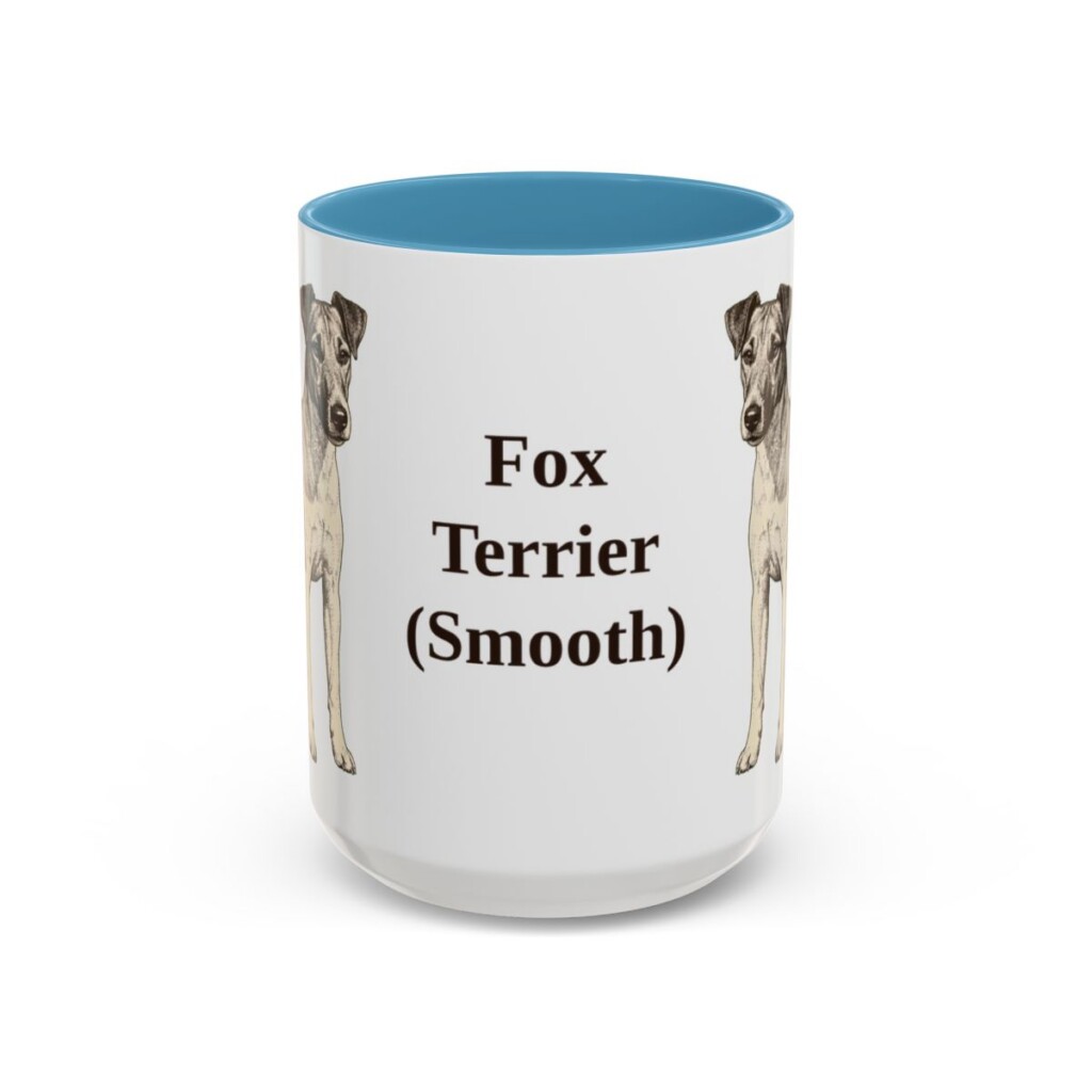15oz Fox Terrier (Smooth) Mug, Light Blue, front view