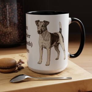 15oz Fox Terrier (Smooth) Dog Mom Mug, Black, lifestyle photo