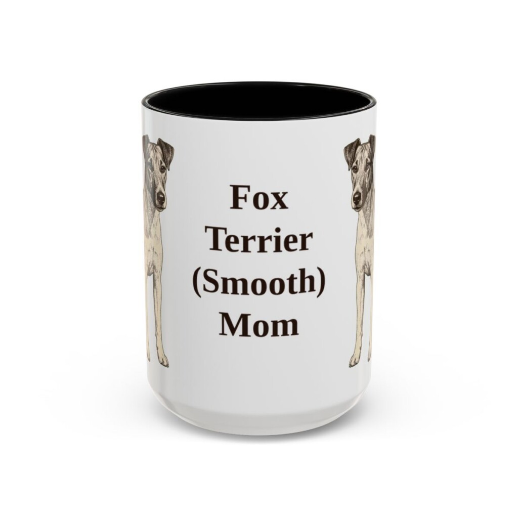 15oz Fox Terrier (Smooth) Dog Mom Mug, Black, front view