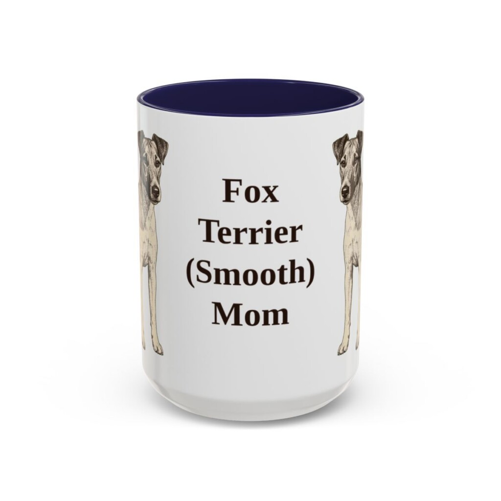 15oz Fox Terrier (Smooth) Dog Mom Mug, Navy, front view