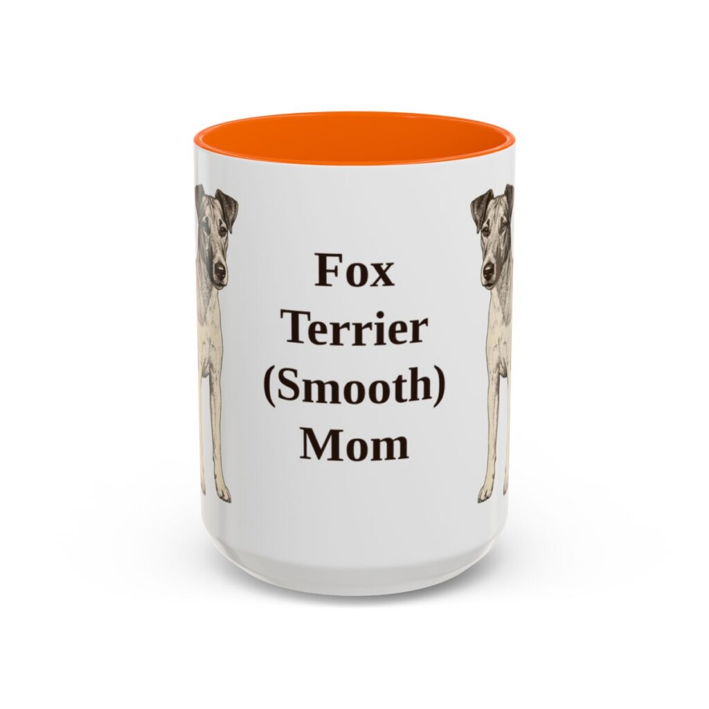 15oz Fox Terrier (Smooth) Dog Mom Mug, Orange, front view