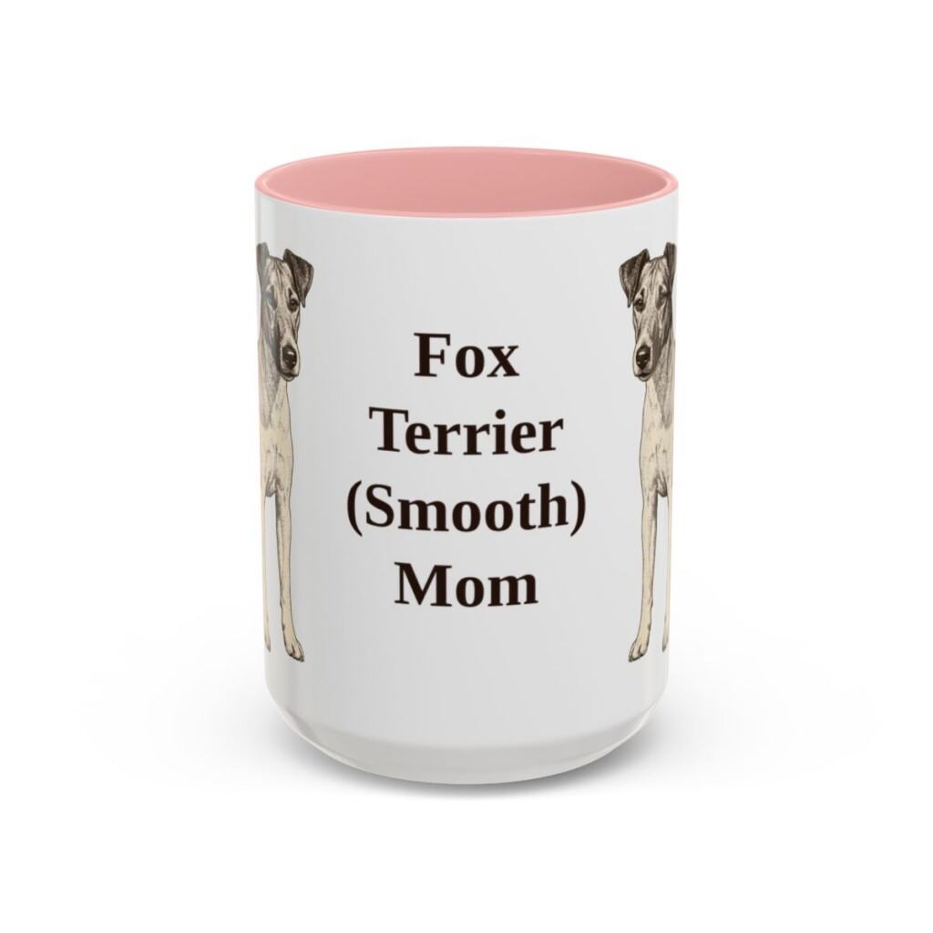 15oz Fox Terrier (Smooth) Dog Mom Mug, Pink, front view
