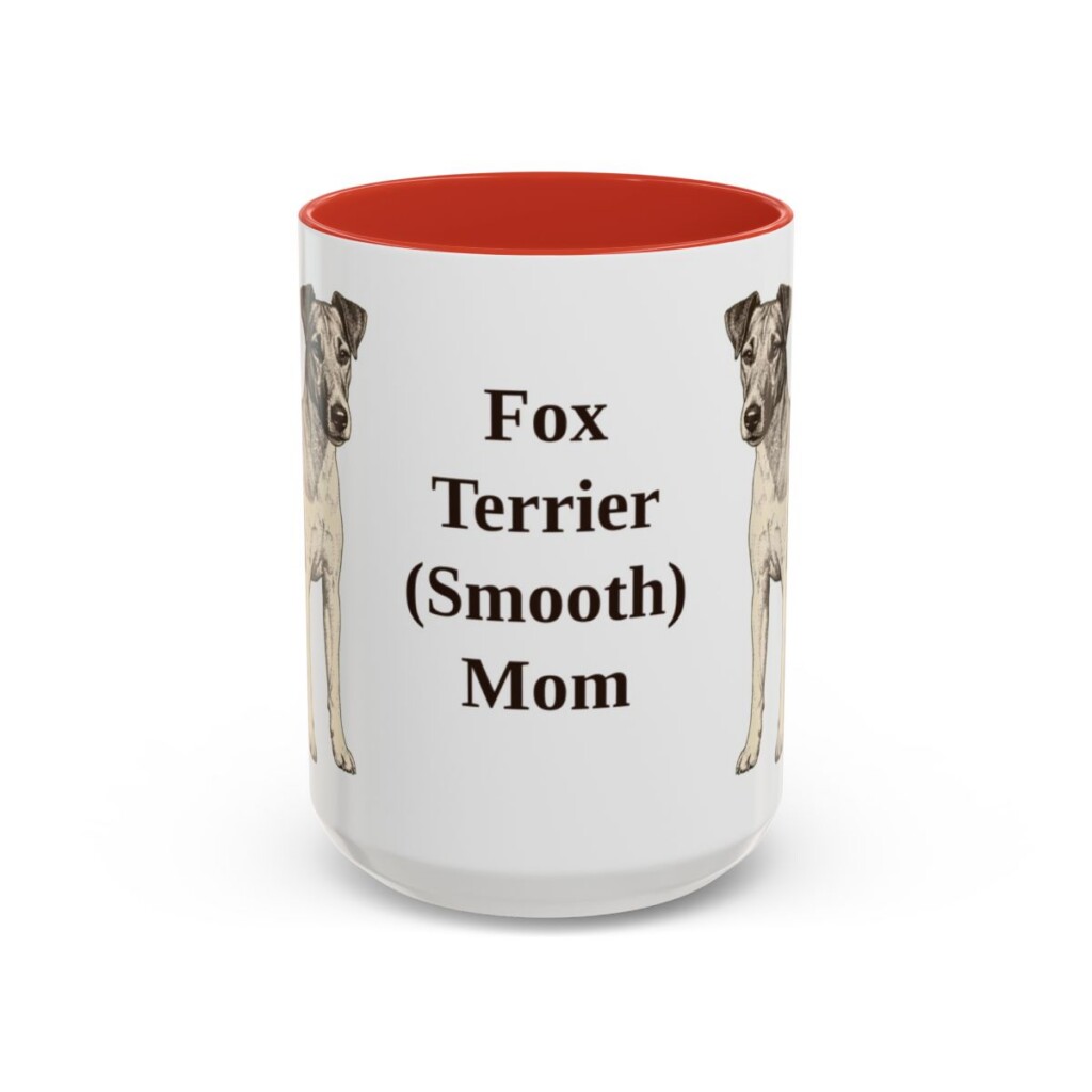 15oz Fox Terrier (Smooth) Dog Mom Mug, Red, front view