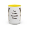15oz Fox Terrier (Smooth) Dog Mom Mug, Yellow, front view
