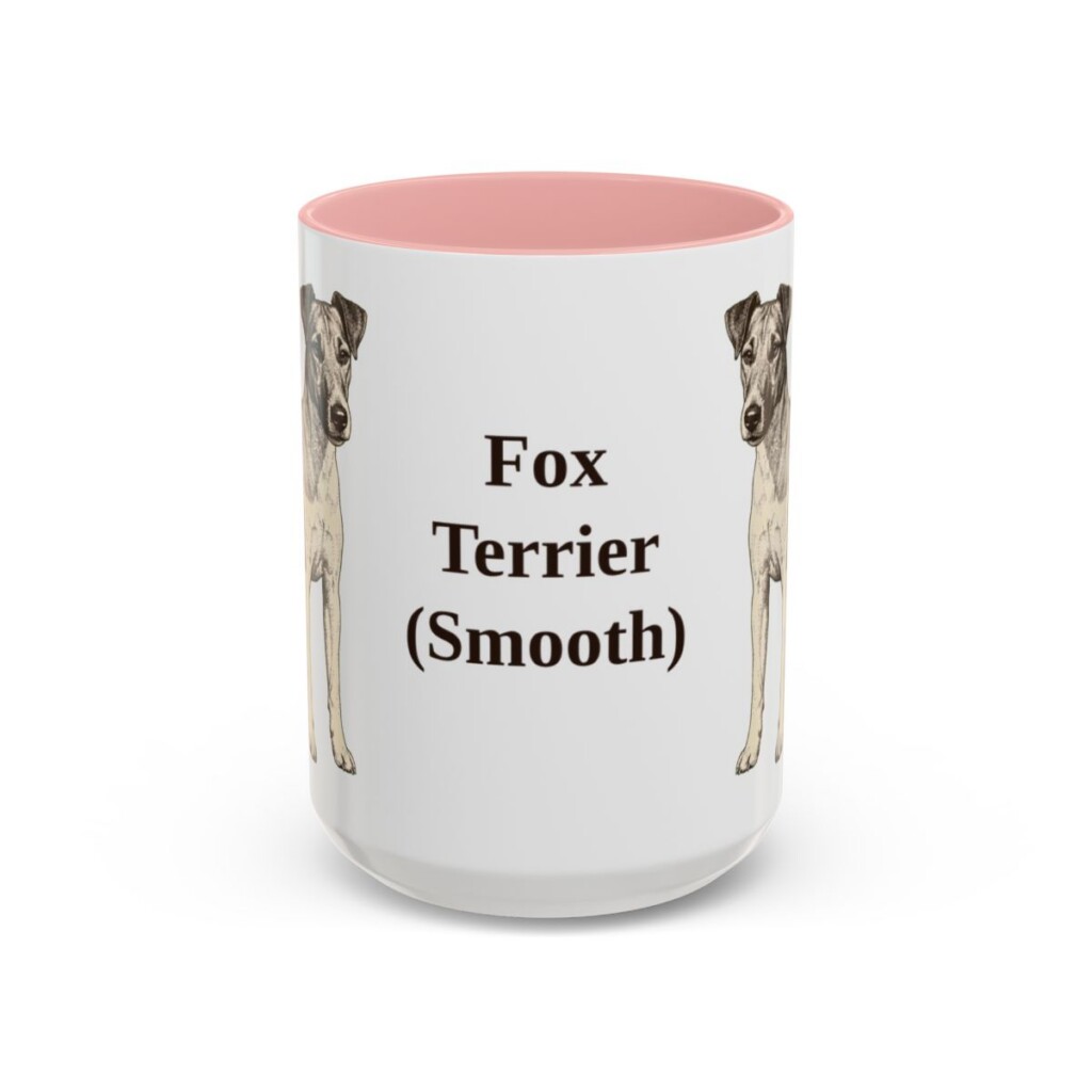 15oz Fox Terrier (Smooth) Mug, Pink, front view