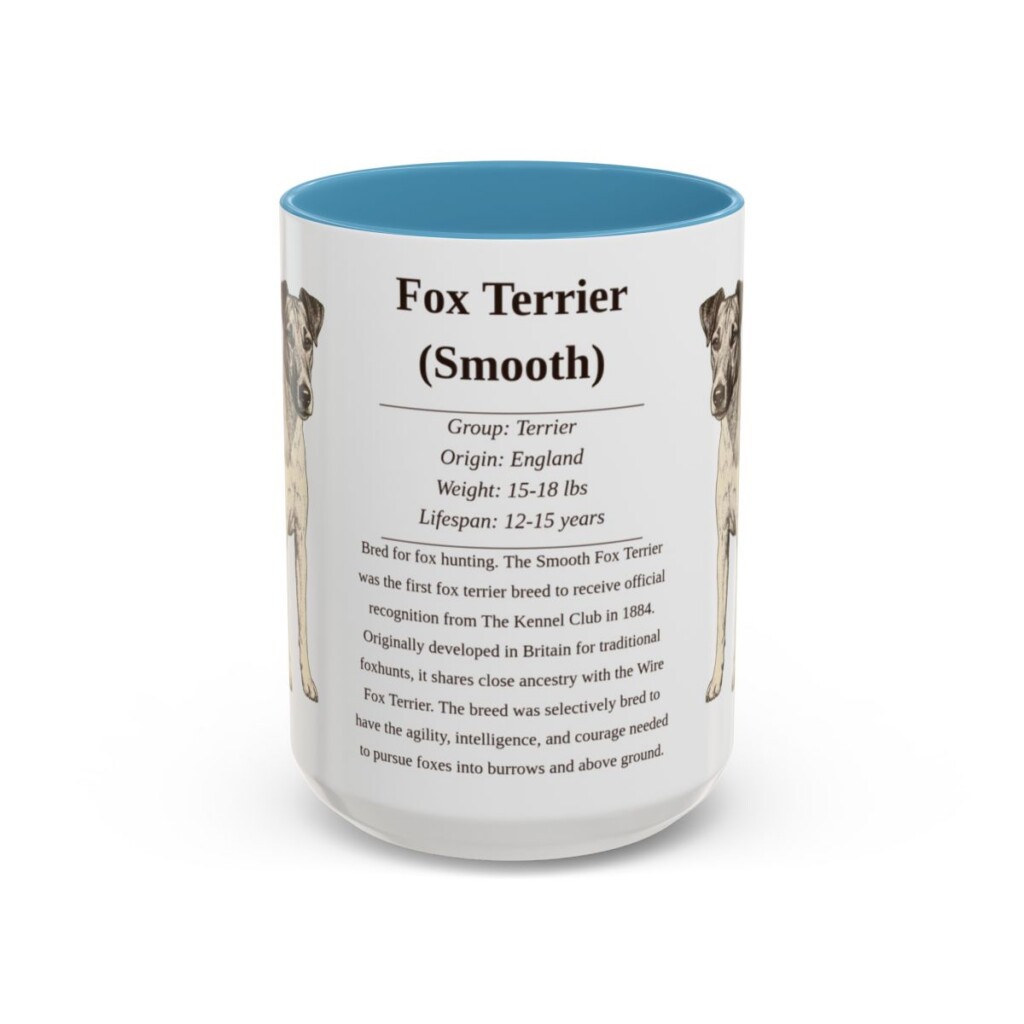 15oz Fox Terrier (Smooth) Mug, Light Blue, front view