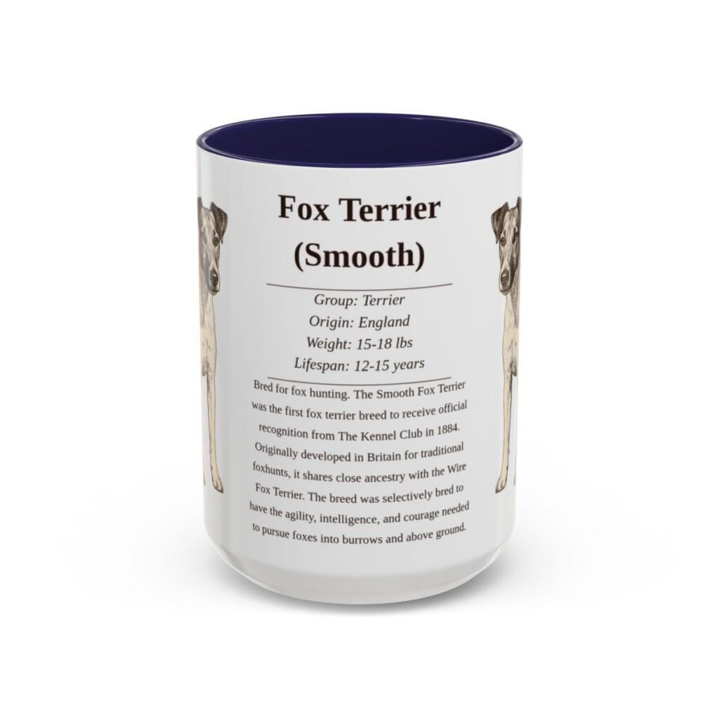 15oz Fox Terrier (Smooth) Mug, Navy, front view