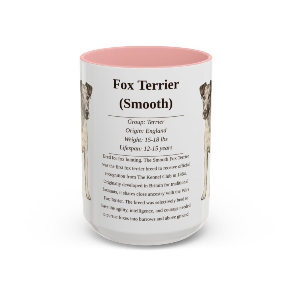 15oz Fox Terrier (Smooth) Mug, Pink, front view