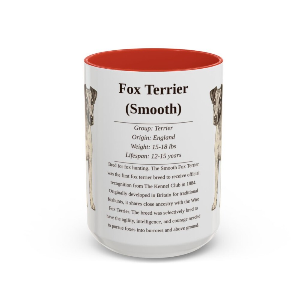 15oz Fox Terrier (Smooth) Mug, Red, front view