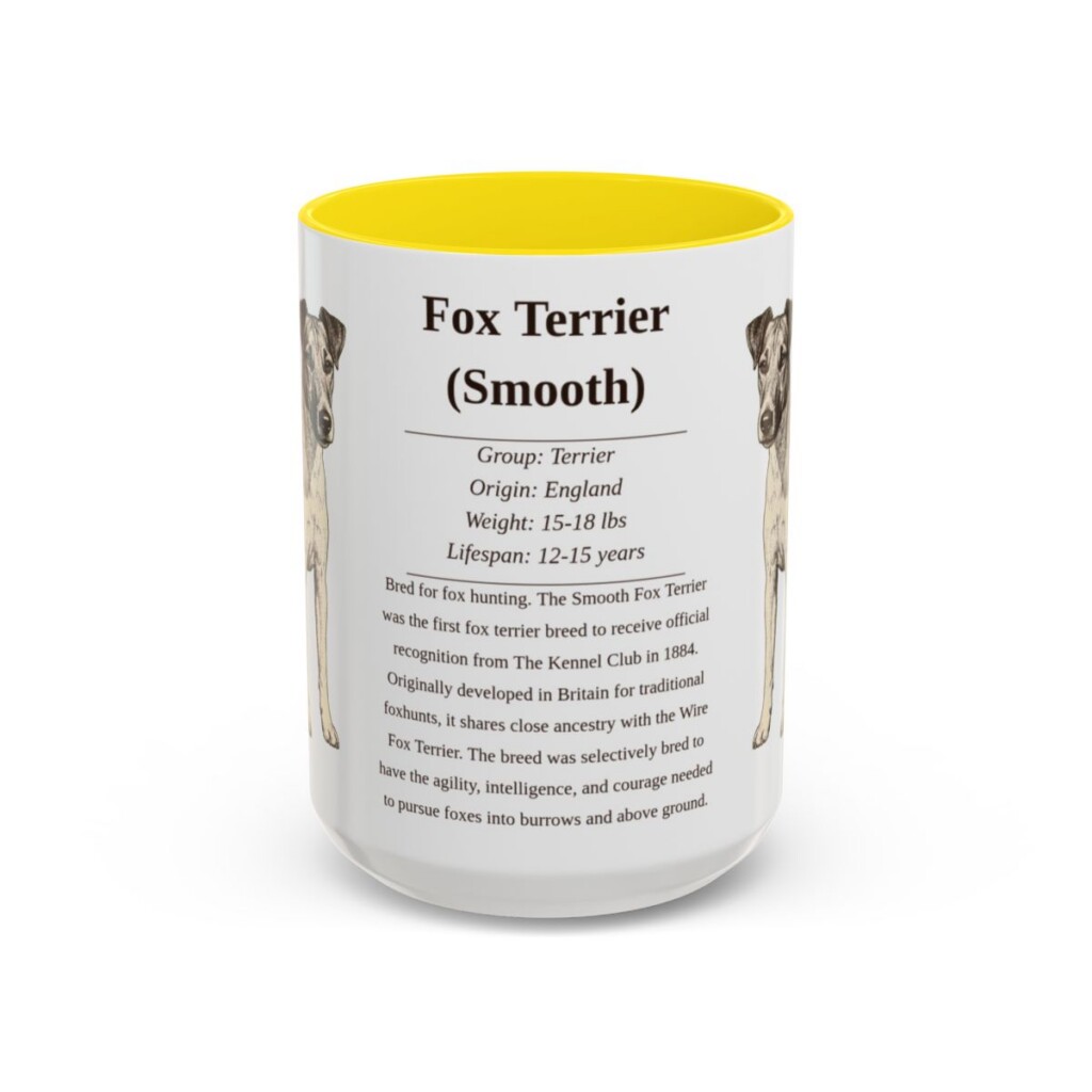 15oz Fox Terrier (Smooth) Mug, Yellow, front view
