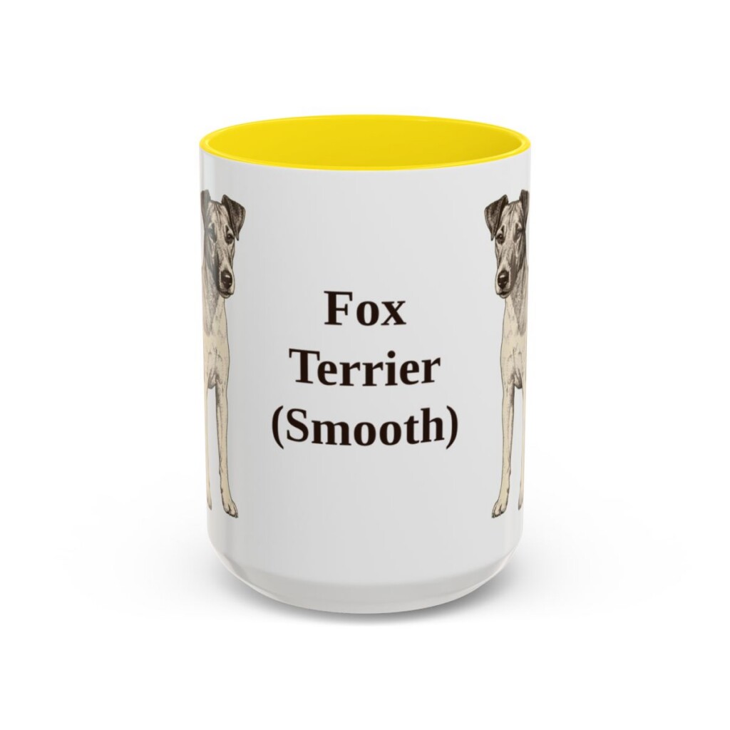 15oz Fox Terrier (Smooth) Mug, Yellow, front view