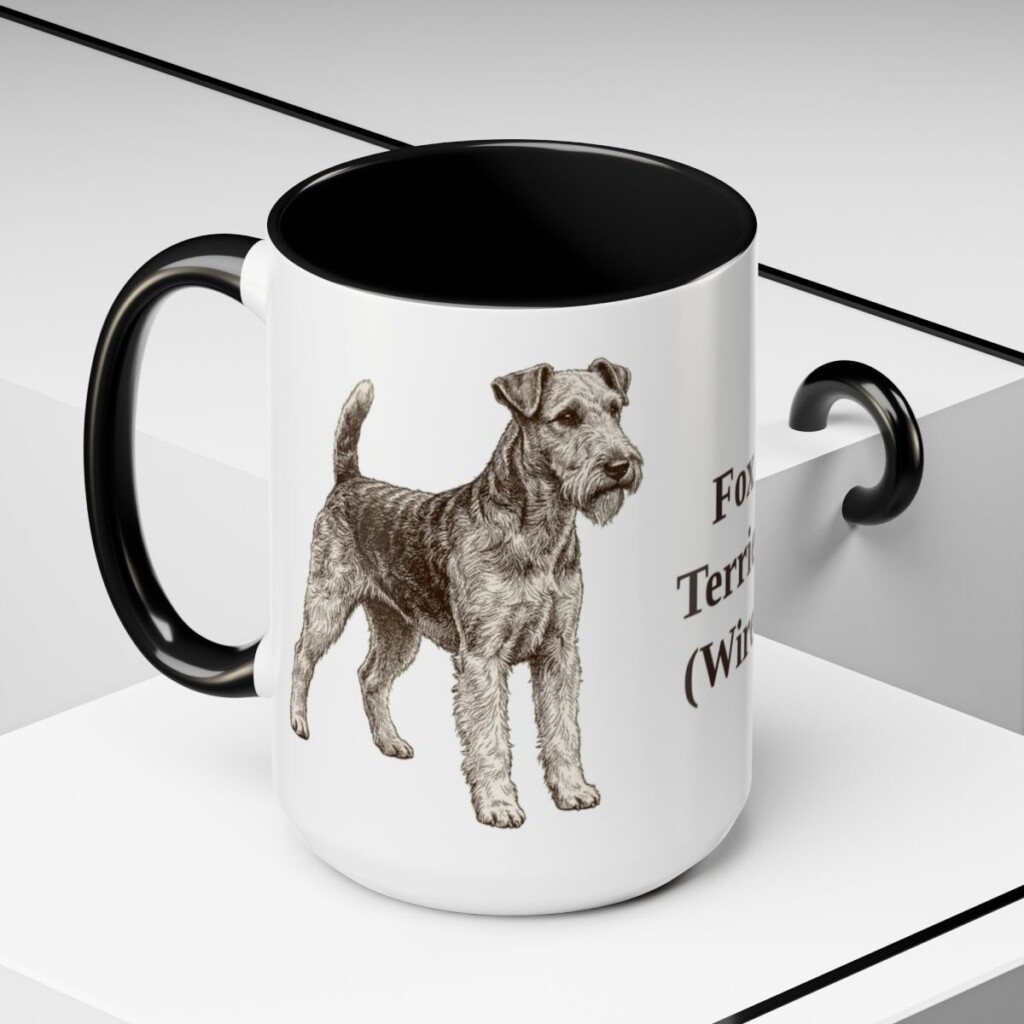 15oz Fox Terrier (Wire) Mug, Black, lifestyle photo
