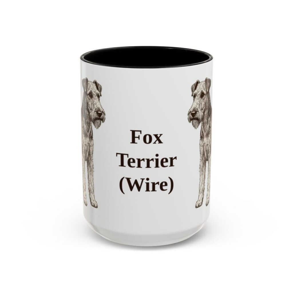 15oz Fox Terrier (Wire) Mug, Black, front view