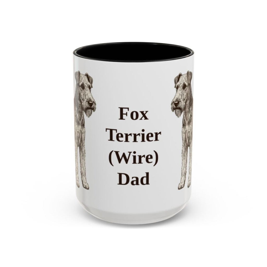 15oz Fox Terrier (Wire) Dog Dad Mug, Black, front view