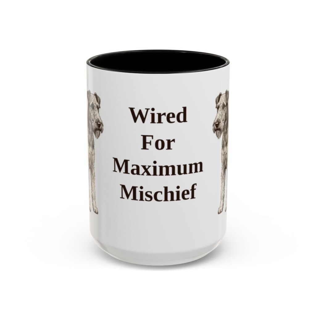 15oz Funny Fox Terrier (Wire) Mug, Black, front view