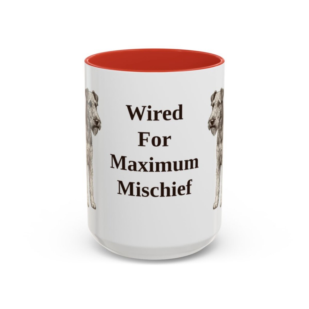 15oz Funny Fox Terrier (Wire) Mug, Red, front view