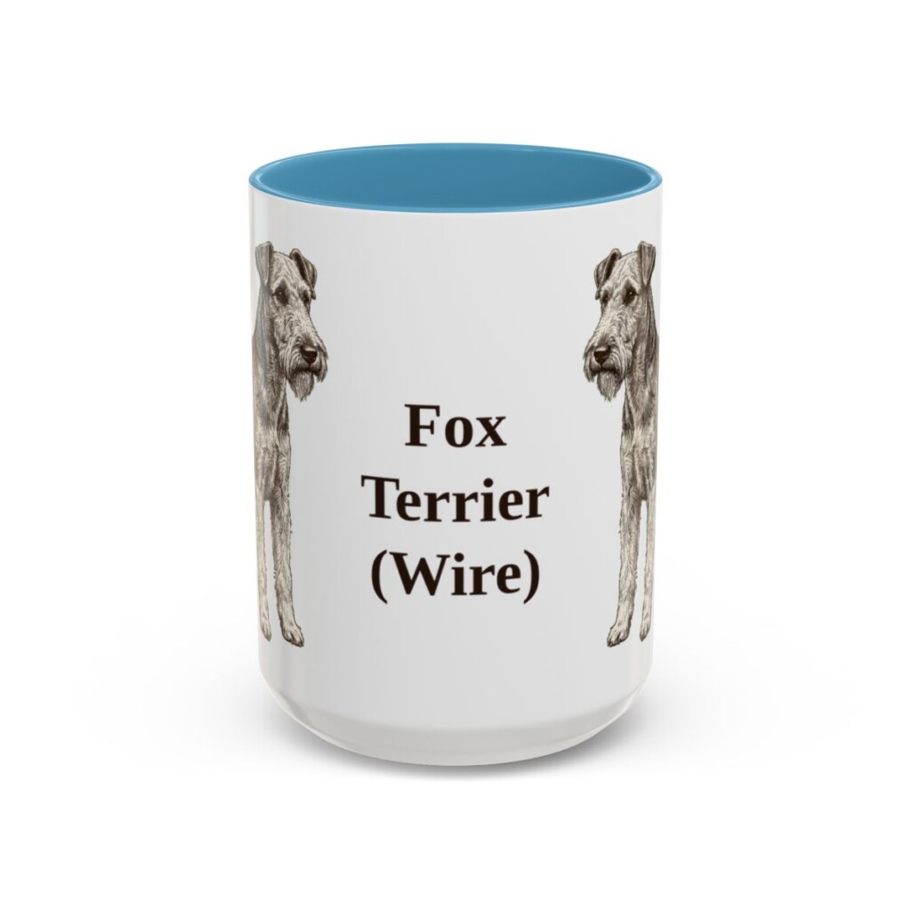 15oz Fox Terrier (Wire) Mug, Light Blue, front view