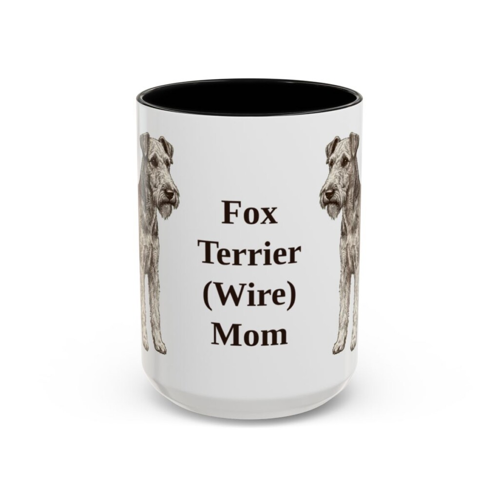 15oz Fox Terrier (Wire) Dog Mom Mug, Black, front view