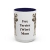 15oz Fox Terrier (Wire) Dog Mom Mug, Navy, front view