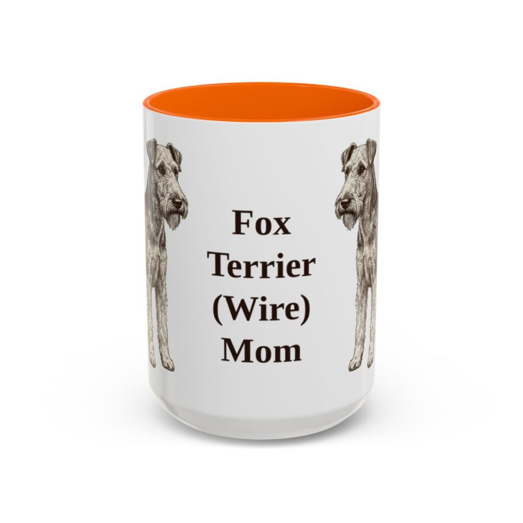 15oz Fox Terrier (Wire) Dog Mom Mug, Orange, front view