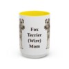 15oz Fox Terrier (Wire) Dog Mom Mug, Yellow, front view