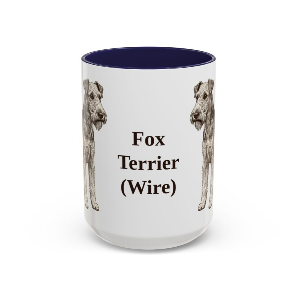 15oz Fox Terrier (Wire) Mug, Navy, front view