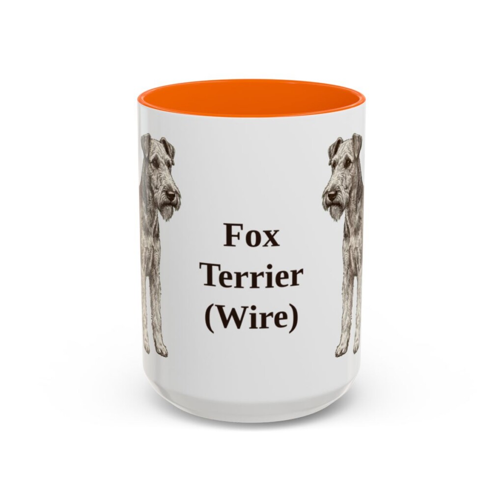 15oz Fox Terrier (Wire) Mug, Orange, front view