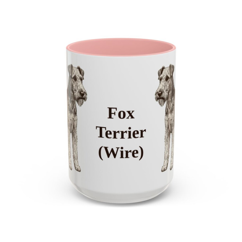 15oz Fox Terrier (Wire) Mug, Pink, front view
