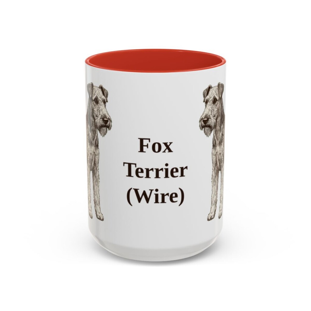 15oz Fox Terrier (Wire) Mug, Red, front view