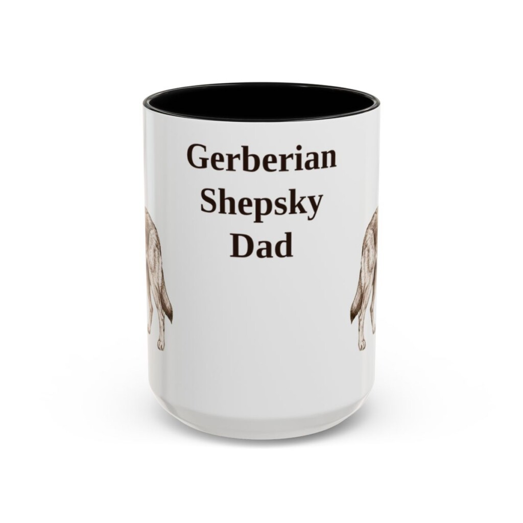 15oz Gerberian Shepsky Dog Dad Mug, Black, front view