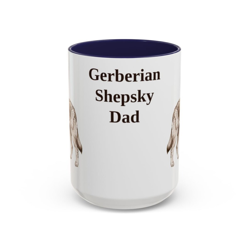 15oz Gerberian Shepsky Dog Dad Mug, Navy, front view