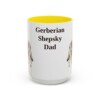 15oz Gerberian Shepsky Dog Dad Mug, Yellow, front view