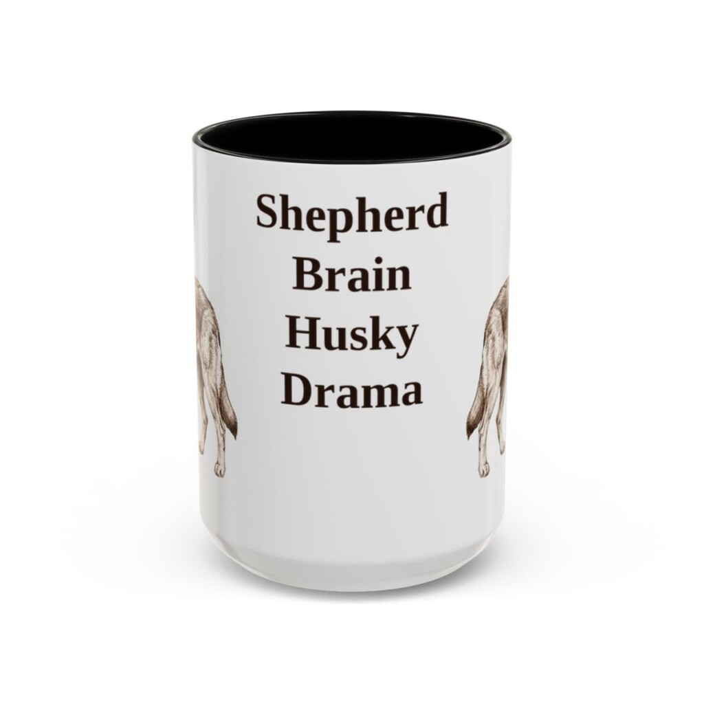 15oz Funny Gerberian Shepsky Mug, Black, front view