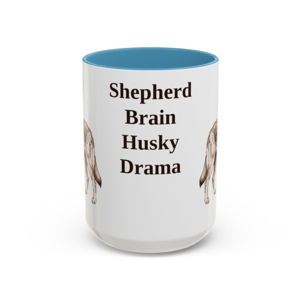 15oz Funny Gerberian Shepsky Mug, Light Blue, front view